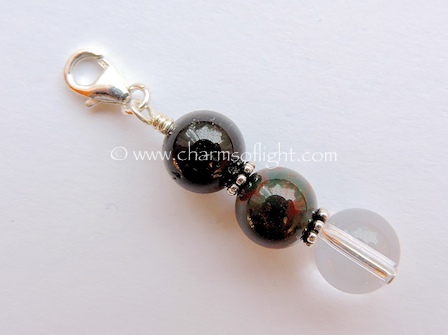 Black Tourmaline, Bloodstone & Clear Quartz Charm